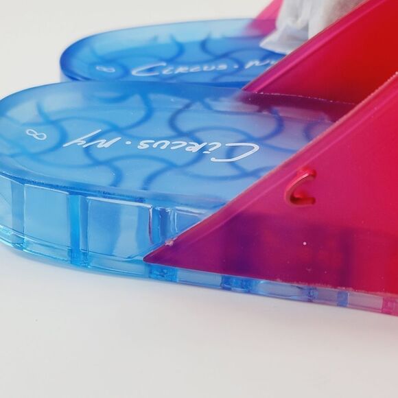 Circus by Sam Edelman Jaylee Ombre Crossband Jelly Slide Sandals 8 Blue Pink - Picture 4 of 8